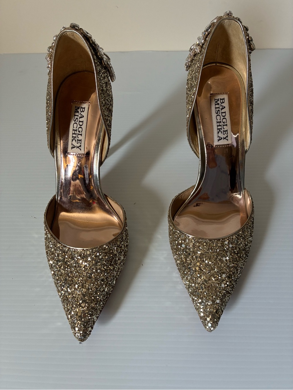Badgley Mischka Vogue III Crystal Glitter Pointed Toe Pumps Heels size 6 - Picture 6 of 11